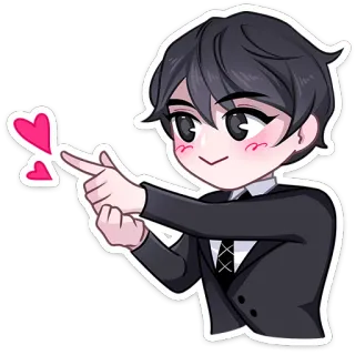 ❤️ Dessin animé, Mignon, Pistolet avec les doigts, Anime, Kawaii, Coeurs telegram sticker