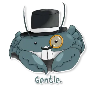 🎩 Gentle. kepiting, pria, topi tinggi, kacamata lensa tunggal, imut telegram sticker