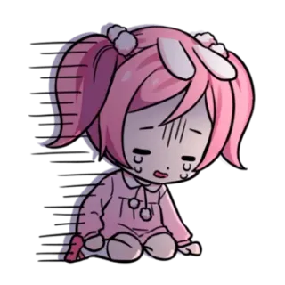 😎 Anime, Chica, Rosa, Triste, Llorando, Dibujos animados telegram sticker