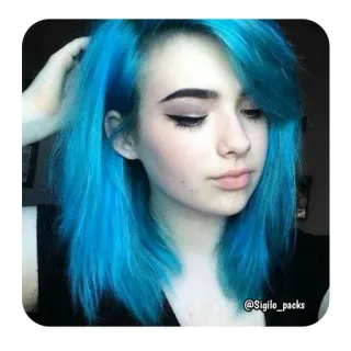 🦋 @Sigilo_packs femme, cheveux bleus, fille, portrait, beauté whatsapp sticker