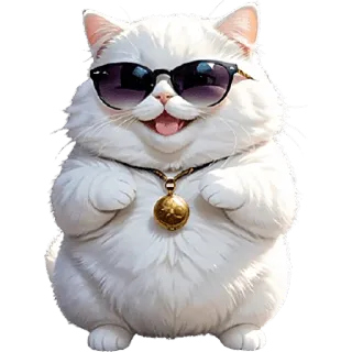 🤪 mèo, kính râm, dễ thương, thú cưng, động vật, mèo con, xù xì, hoạt hình telegram sticker