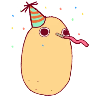 🥳 картофель, вечеринка, шляпа, милый, мультик telegram sticker