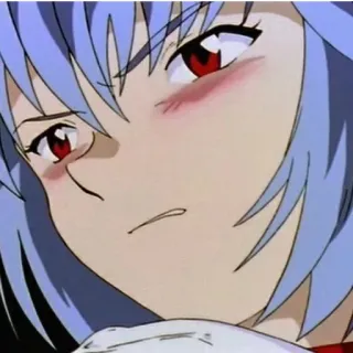 💙 Rei Ayanami Neon Genesis Evangelion anime, rei ayanami, evangelion, blush, cute telegram sticker