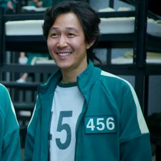 ☺️ Seong Gi-hun Squid Game 456 Seong Gi-hun, Squid Game, Lee Jung-jae, korean drama, Netflix, survival game telegram sticker