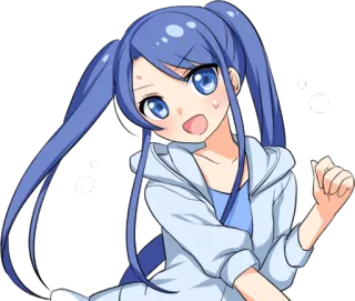 😃 anime, meisje, cartoon, zweterig, enthousiast, vrolijk telegram sticker
