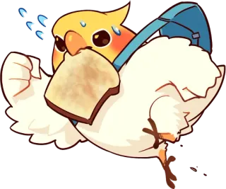 🚶 鳥, 鶏, かわいい, トースト, 飛ぶ, ちび, 動物 telegram sticker