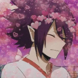🖤 Tamaki Amajiki My Hero Academia Anime, Manga, Tamaki Amajiki, My Hero Academia, coeurs, couronne de fleurs, mignon telegram sticker