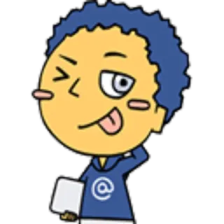 ☺️ การ์ตูน, ตัวละคร, ลิ้น, ขยิบตา, ผมสีฟ้า, ตลก, ภาพประกอบ telegram sticker