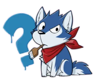 ❓ binatang, serigala, anjing, kartun, tanda tanya, kuas, artis whatsapp sticker
