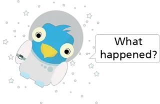 👽 What happened? pássaro, astronauta, espaço, pergunta, fofo, desenho animado telegram sticker