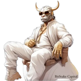 🫥 BitStake Capital minotauro, toro, gafas, traje, capital, negocios telegram sticker