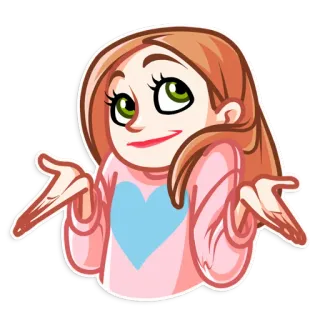 🤷‍♀️ Cartoon, Schulterzucken, Frage, Mädchen, Süß telegram sticker