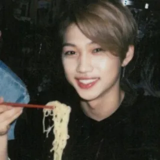 😋 person, food, noodles, eating, smile telegram sticker