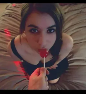 👅 woman, lollipop, candy, first person view, POV, seductive, portrait telegram sticker