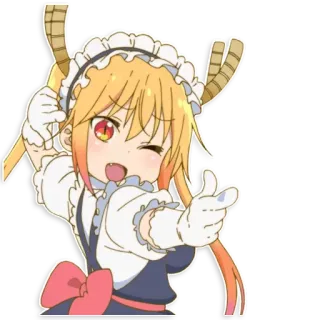 😉 Tohru Miss Kobayashi's Dragon Maid Anime, Dragón, Maid, Lindo, Dibujos animados, Kawaii telegram sticker