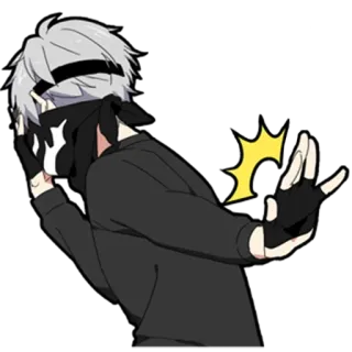 🎩 anime, mask, gloves, white hair, character, expression, gesture telegram sticker