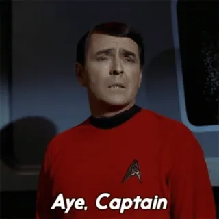🫡 Scotty Star Trek Aye, Captain สตาร์เทรค, สก๊อตตี้, กัปตัน, ครับ, นิยายวิทยาศาสตร์ telegram sticker