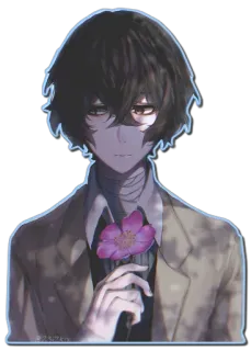 😞 Osamu Dazai Bungo Stray Dogs Anime, Bungo Stray Dogs, Osamu Dazai, Postać, Kwiat, Manga telegram sticker