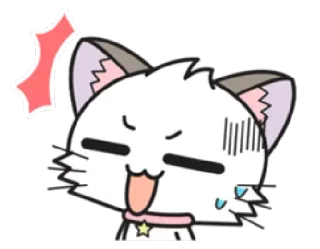 😊 gato, anime, adesivo, desenho animado, expressão, suor, nervoso, fofo whatsapp sticker