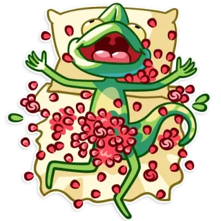 😍 chameleon, animal, funny, sticker, green, cartoon telegram sticker