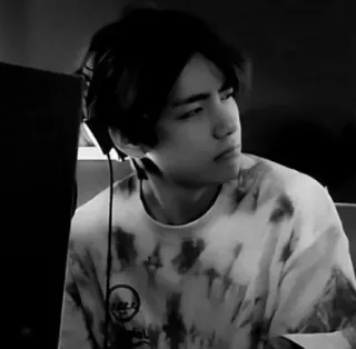 🌟 portrait, person, black and white, man, kpop, korean, singer telegram sticker