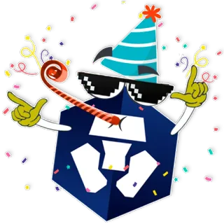 🥳 festa, celebração, pixelizado, engraçado, desenho animado, adesivo telegram sticker