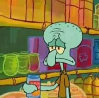 ⚓️ Squidward Tentacles SpongeBob SquarePants Dessin animé, Calamar, Tentacules, Bob l'éponge, Triste telegram sticker