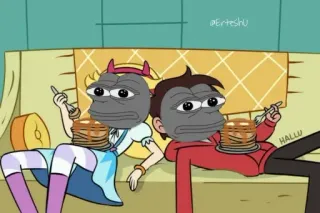 🍳 @Erteshu HALLU Мем, Блины, Мультфильм, Смешно, Интернет-мем telegram sticker