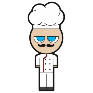 😑 chef, cartone animato, cucina, divisa, baffi whatsapp sticker