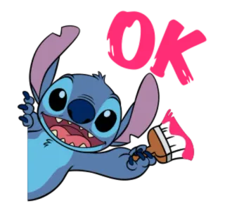 👌 Stitch OK Stitch, OK, Disney, cartoon, alien, paint, cute telegram sticker