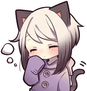 😪 Anime, Fille chat, Kawaii, Mignon, Neko, Rêve, Chibi whatsapp sticker