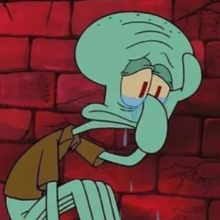 🧽 Squidward Tentacles Spongebob Squarepants carlo, triste, pleurer, bob l'éponge, dessin animé whatsapp sticker