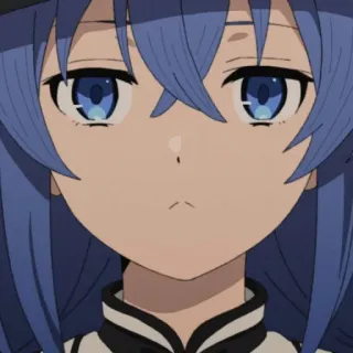 🙁 anime, meisje, blauw haar, serieus, manga telegram sticker