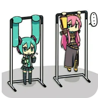 💪 Hatsune Miku and Megurine Luka Vocaloid telegram sticker