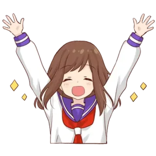 ✨ ragazza anime, uniforme scolastica, kawaii, felice, carina, scintille, allegra telegram sticker