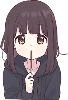 🥢 Anime, Schattig, Meisje, Cartoon, Kawaii whatsapp sticker