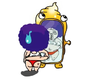 🏴 卡通, 倒影, 镜子, 人物, 搞笑, 幽默 telegram sticker