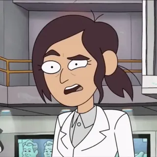 🤨 Cartone animato, Donna, Scienziata, Camice da laboratorio, Personaggio telegram sticker