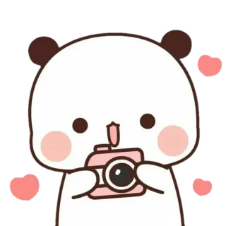 🧸 かわいい, パンダ, カメラ, ハート, カワイイ, マンガ telegram sticker