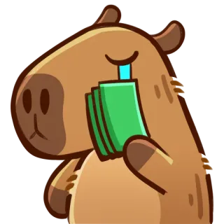 😥 카피바라, 돈, 동물, 만화, 귀여운, 스티커 telegram sticker