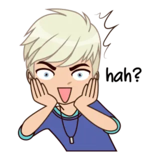 😱 WTF? cartoon, uitdrukking, verward, anime, vraag, jongen, geschrokken whatsapp sticker