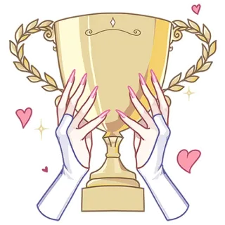 😍 trofee, handen, winnaar, prestatie, viering, prijs, goud, succes telegram sticker