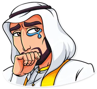 😢 pria, sedih, air mata, Timur Tengah, pakaian tradisional, kartun telegram sticker