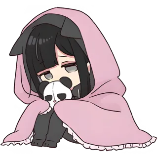 😔 Аниме, Чиби, Грустный, Панда, Милый telegram sticker