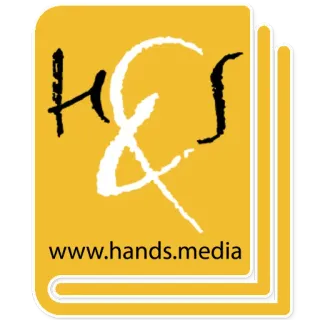 📔 www.hands.media manos medios, sitio web, empresa, logo, marca telegram sticker