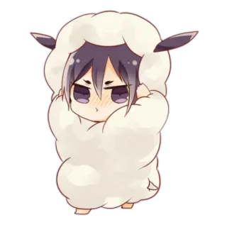 💜 Anime, Dessin animé, Mignon, Mouton, Chibi telegram sticker
