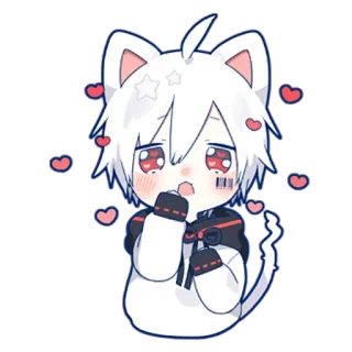 ❤ anime, catboy, kawaii, cute, chibi, heart, manga telegram sticker