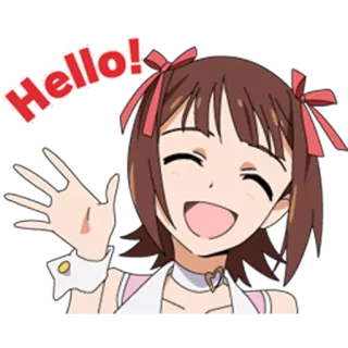 👋 Hello! Anime, Menina, Olá, Saudação, Alegre whatsapp sticker