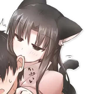 😽 かぷっ アニメ, 猫耳, かわいい, 漫画, カップル, 可愛い, キス telegram sticker
