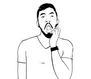 😯 person, man, yawning, cartoon, portrait, facial expression telegram sticker